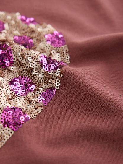 Dsiney Kidz - Brown Spot Long Sleeve Sequin Heart Top (3-16yrs) image 8