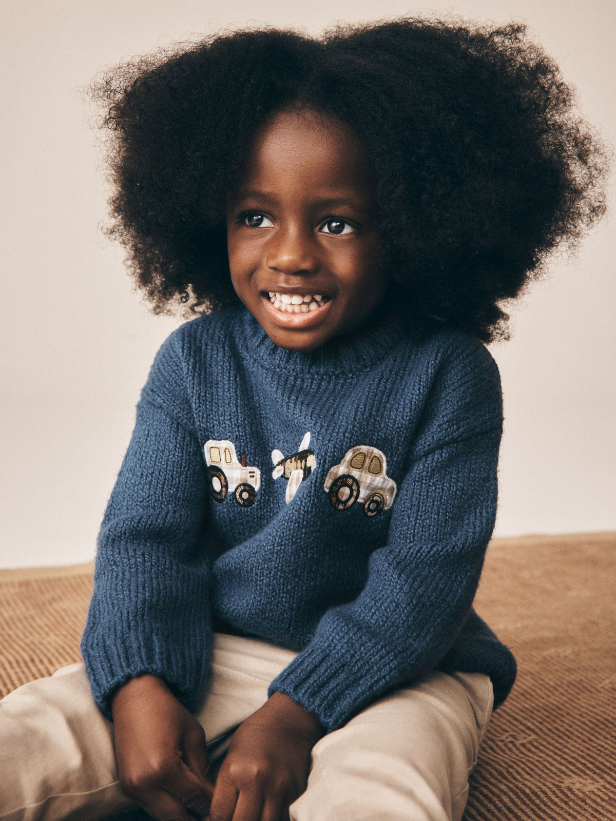 Dsiney Kidz - Navy Blue Transport Character Knitted Crew Neck Jumper (3mths-7yrs) image 1