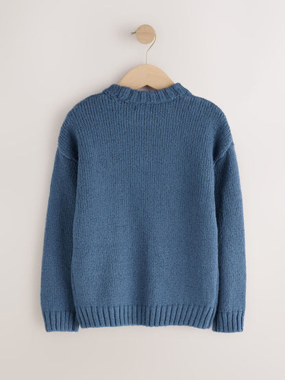 Dsiney Kidz - Navy Blue Transport Character Knitted Crew Neck Jumper (3mths-7yrs) image 6
