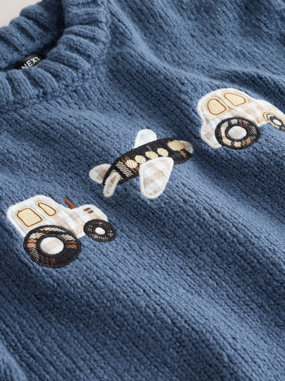 Dsiney Kidz - Navy Blue Transport Character Knitted Crew Neck Jumper (3mths-7yrs) image 8
