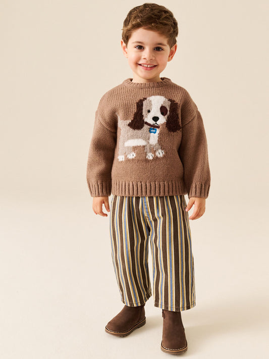 Dsiney Kidz - Chocolate Brown Dog Character Knitted Crew Neck Jumper (3mths-7yrs) image 2