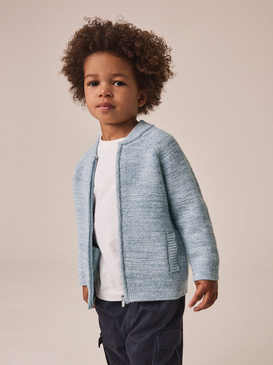Blue Twist Zip Up Bomber Cardigan (3mths-7yrs) - image 1