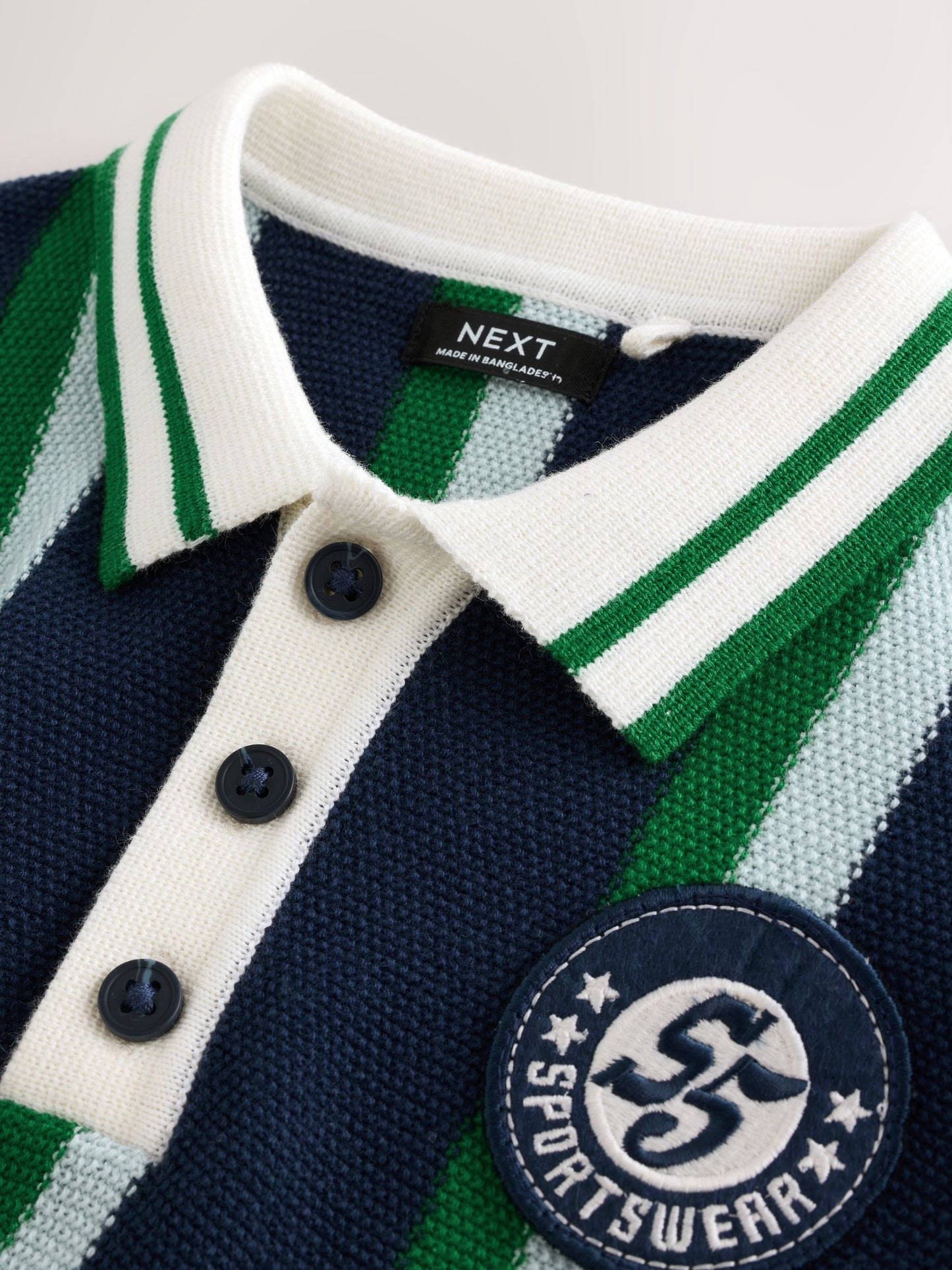 Dsiney Kidz - Green/Navy Stripe Knitted Polo Shirt (3mths-7yrs) image 6