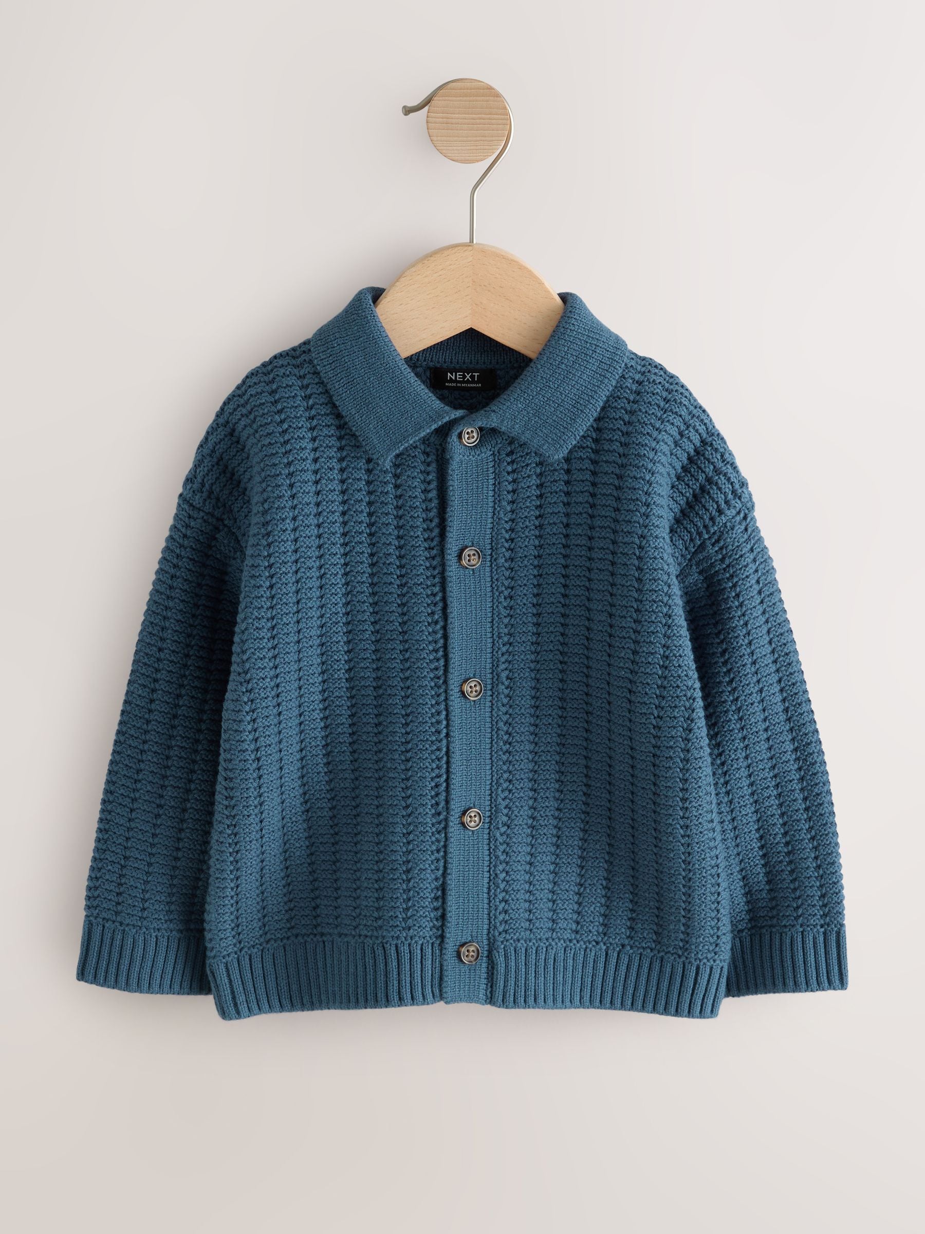 Dsiney Kidz - Teal Blue Button Through Knitted Polo Shirt (3mths-7yrs) image 1