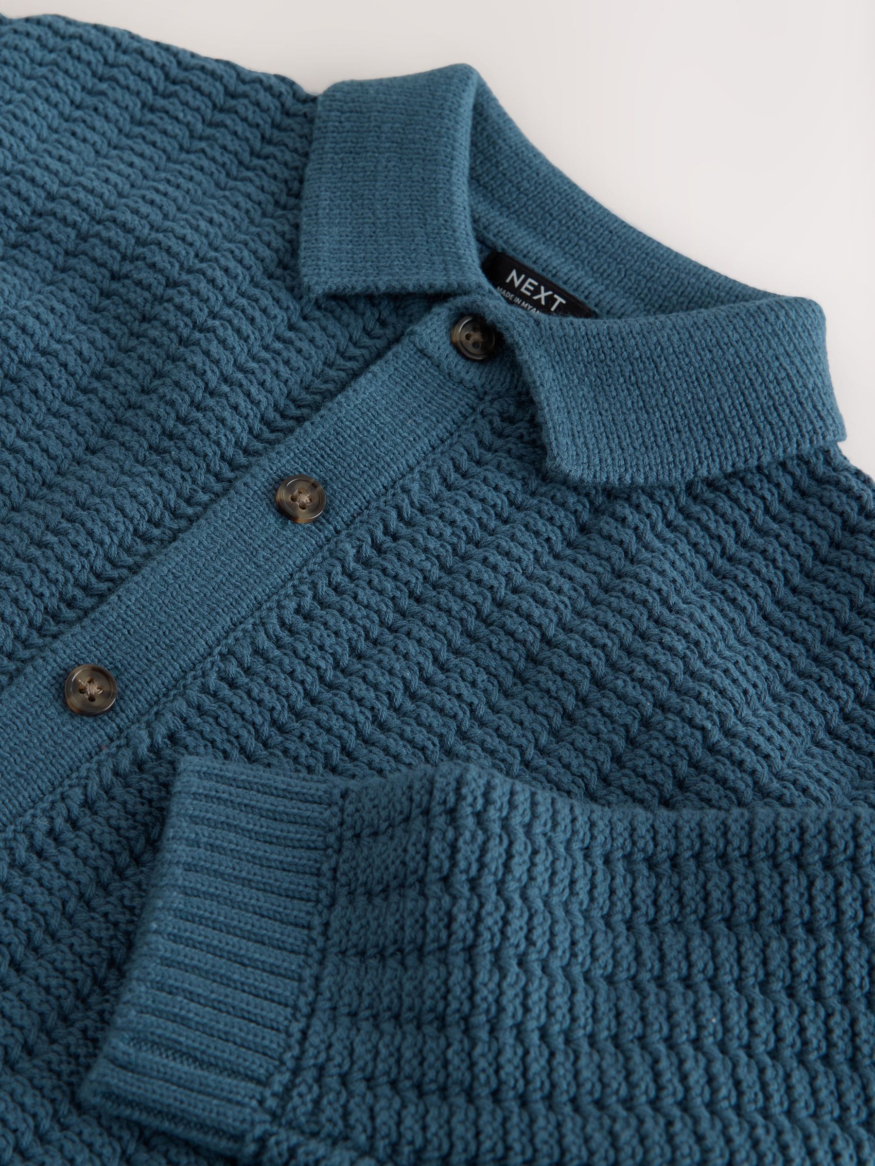Dsiney Kidz - Teal Blue Button Through Knitted Polo Shirt (3mths-7yrs) image 3