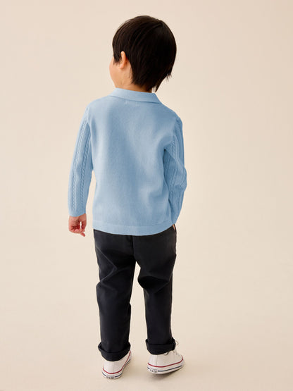 Dsiney Kidz - Blue Cable Knit Polo Shirt (3mths-7yrs) image 2