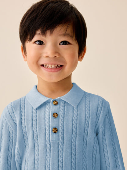 Dsiney Kidz - Blue Cable Knit Polo Shirt (3mths-7yrs) image 4