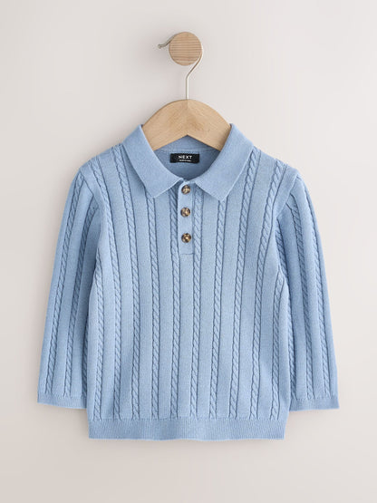 Dsiney Kidz - Blue Cable Knit Polo Shirt (3mths-7yrs) image 5