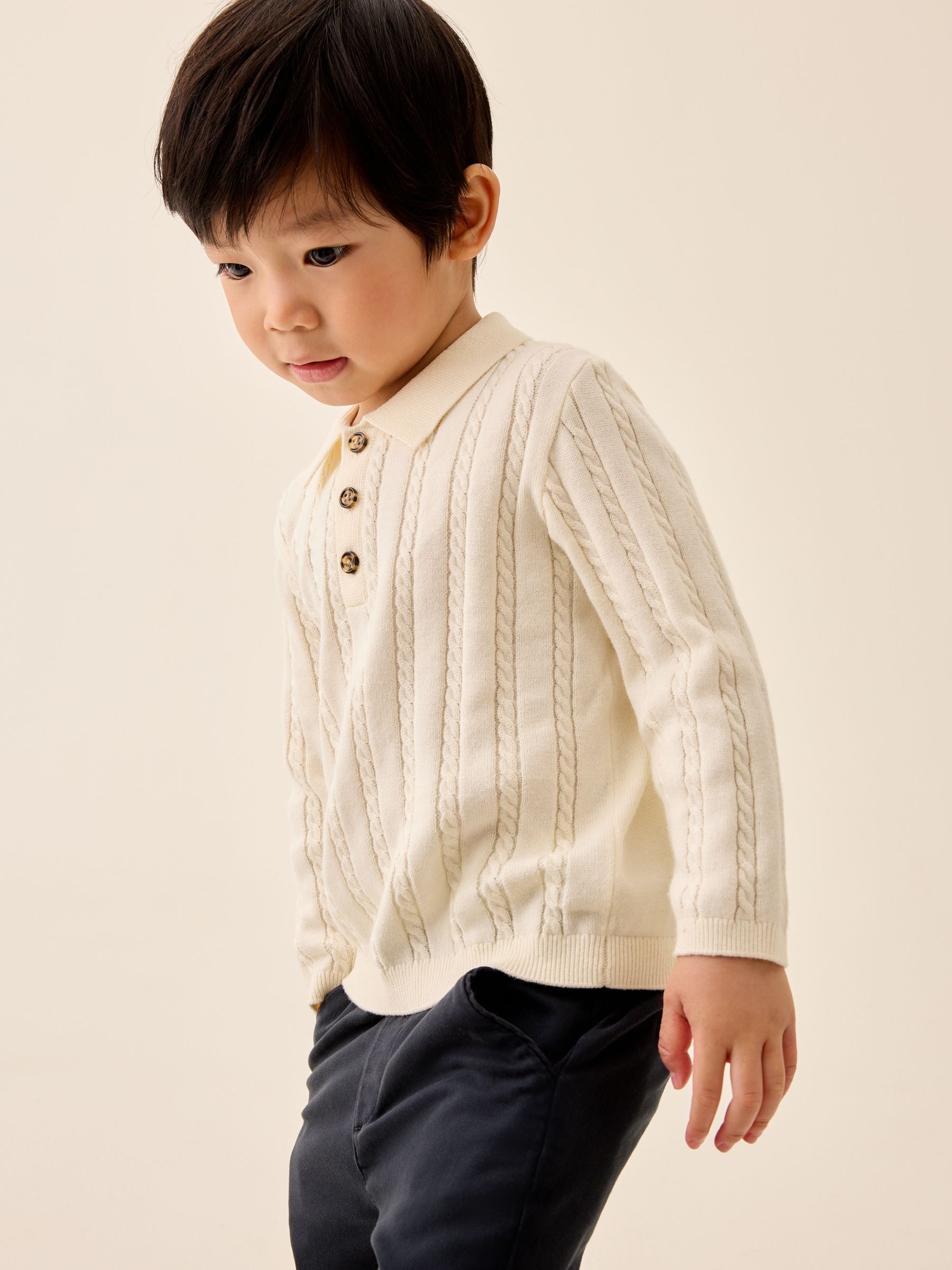 Dsiney Kidz - Ecru Cable Knit Polo Shirt (3mths-7yrs) image 2