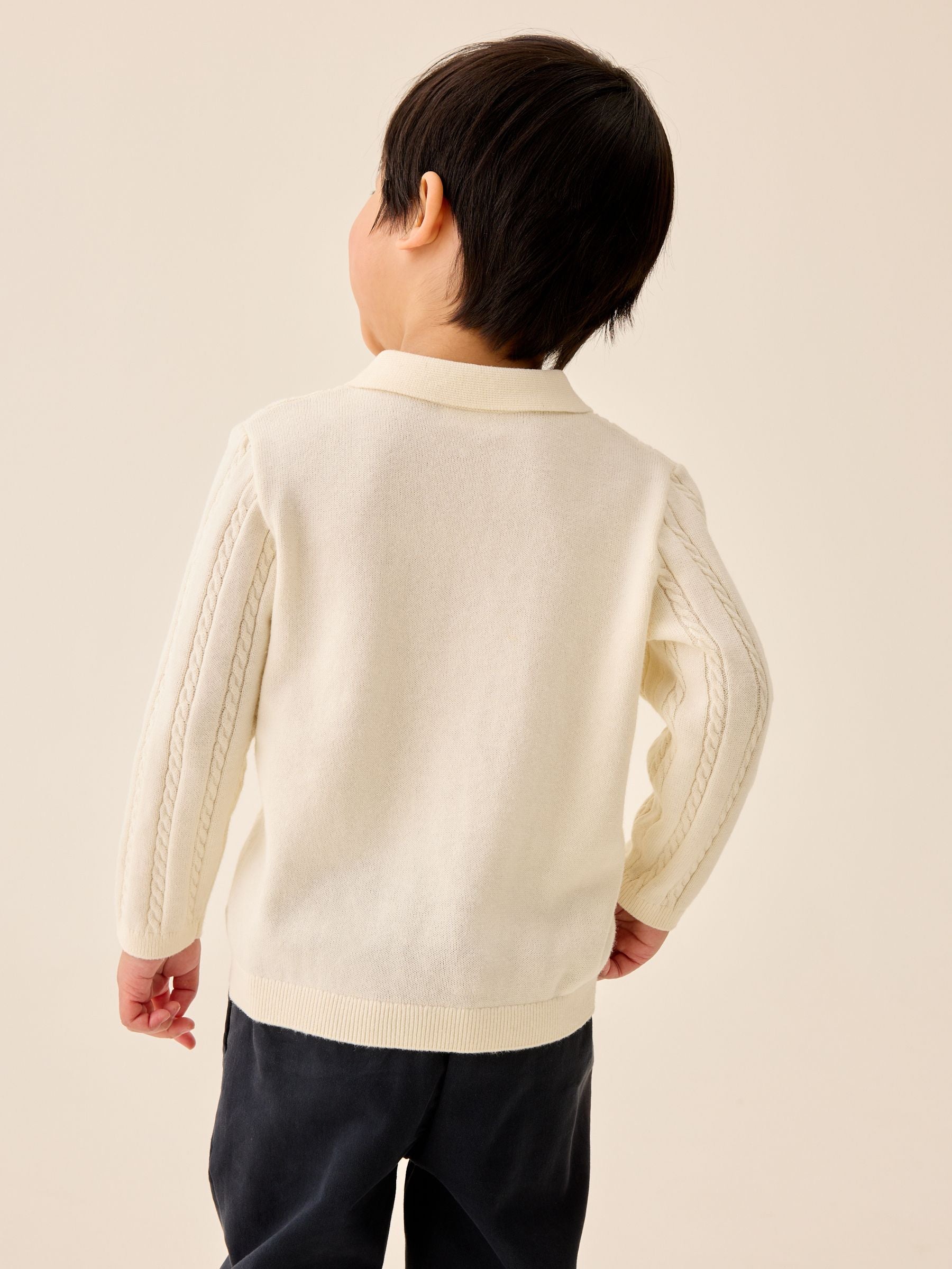 Dsiney Kidz - Ecru Cable Knit Polo Shirt (3mths-7yrs) image 3