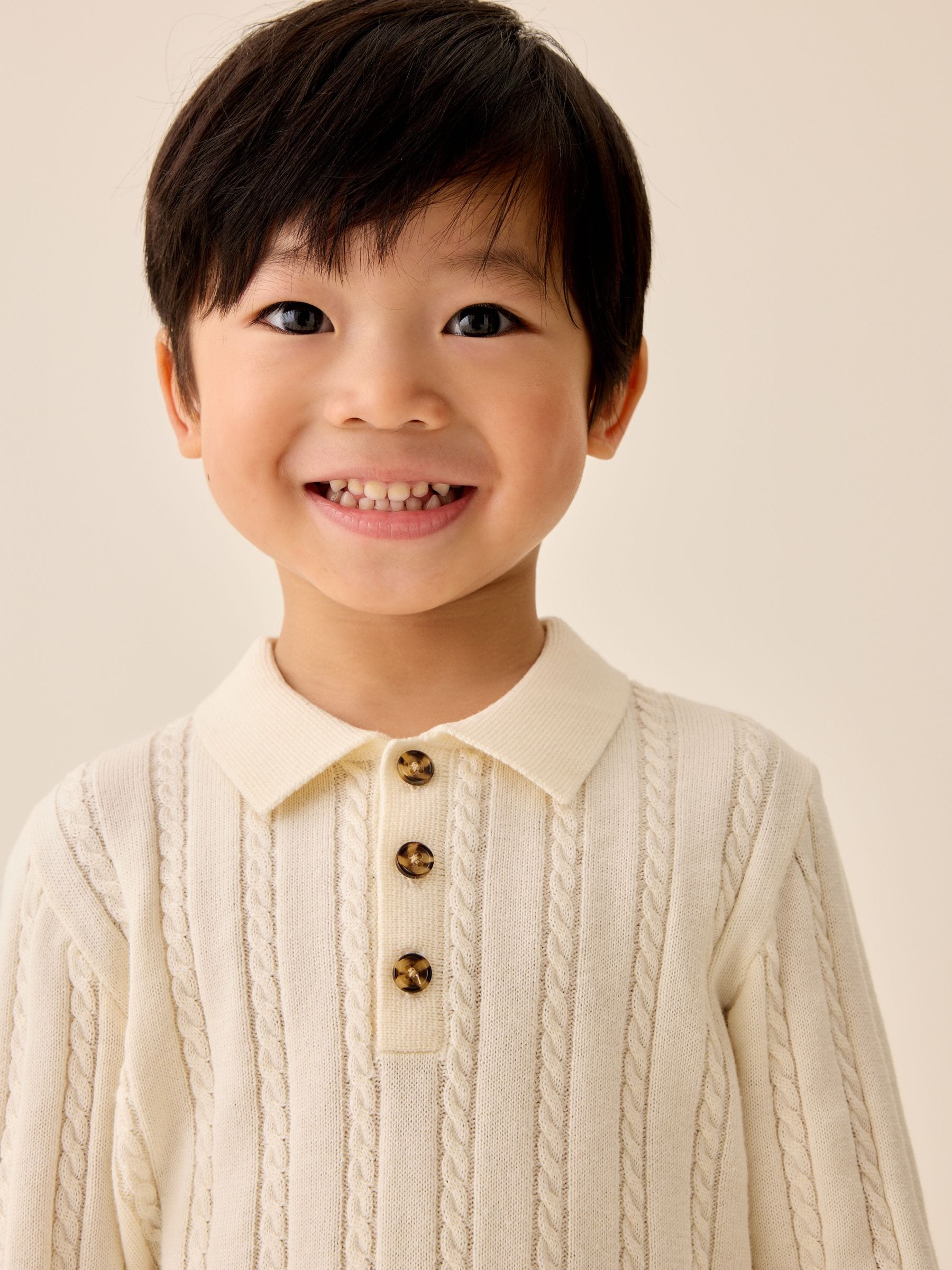 Dsiney Kidz - Ecru Cable Knit Polo Shirt (3mths-7yrs) image 4