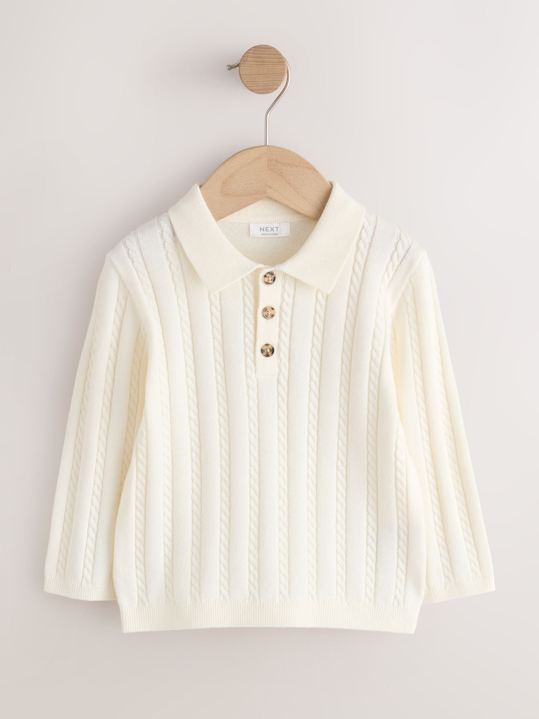 Dsiney Kidz - Ecru Cable Knit Polo Shirt (3mths-7yrs) image 6