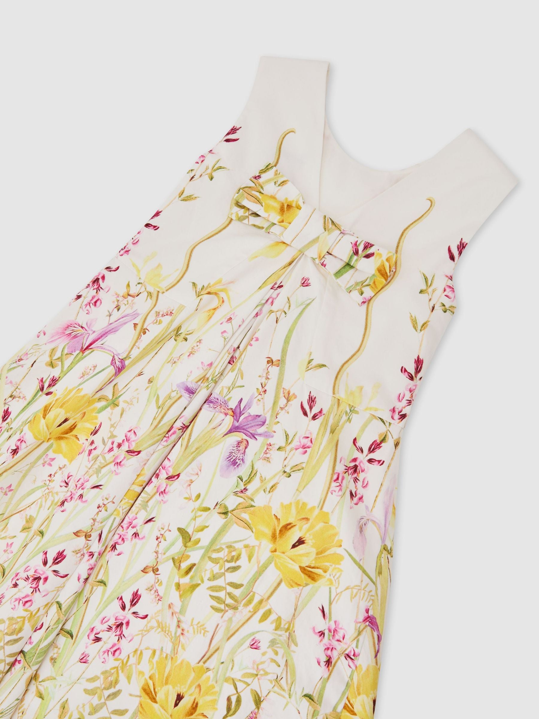 Reiss Ivory Print Fern 13-14 yrs Cotton Floral-Print Bow-Detail Dress image 1