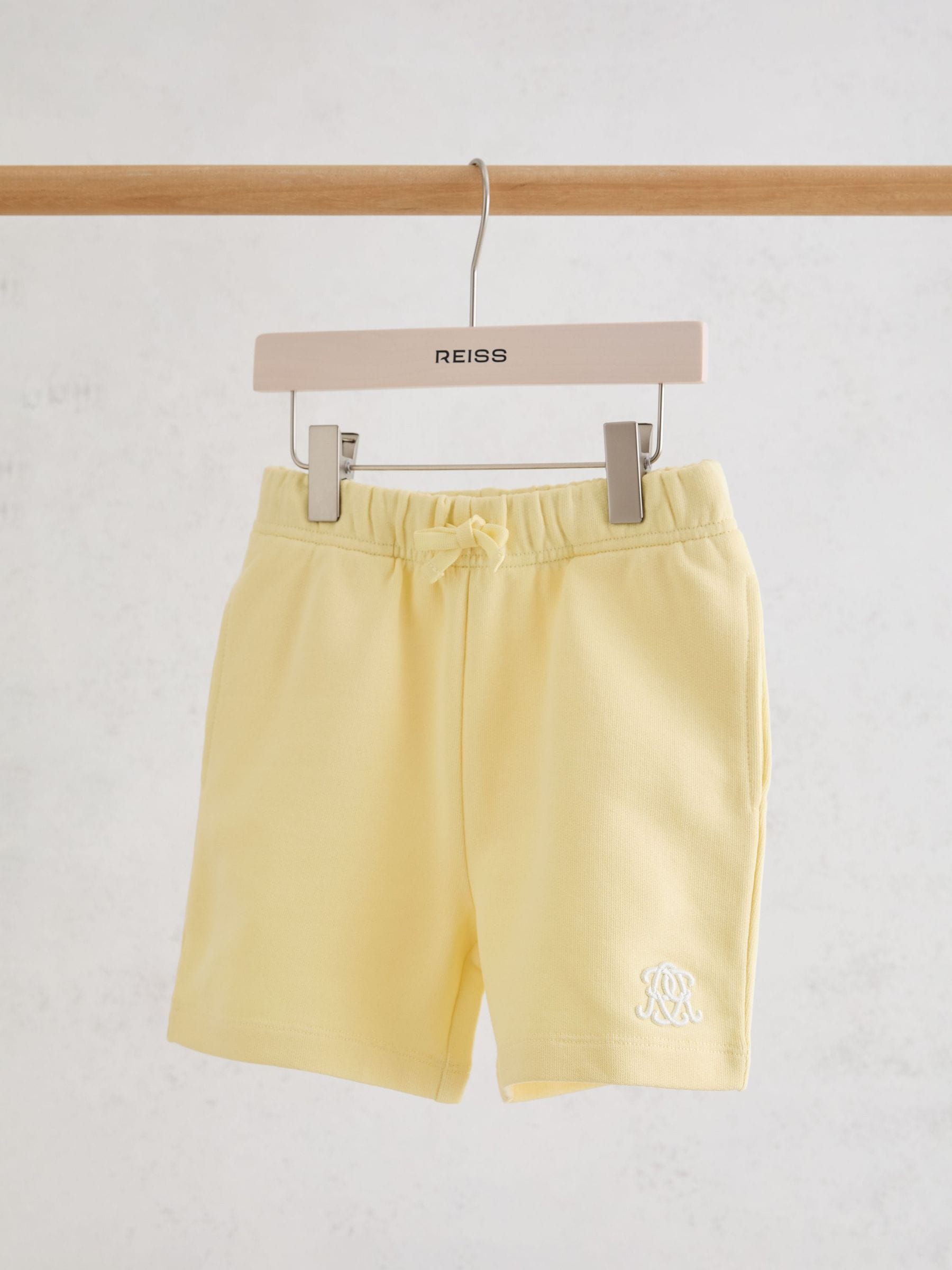 Reiss Yellow Levin 9-13 yrs Monogram Embroidered Cotton Shorts image 1