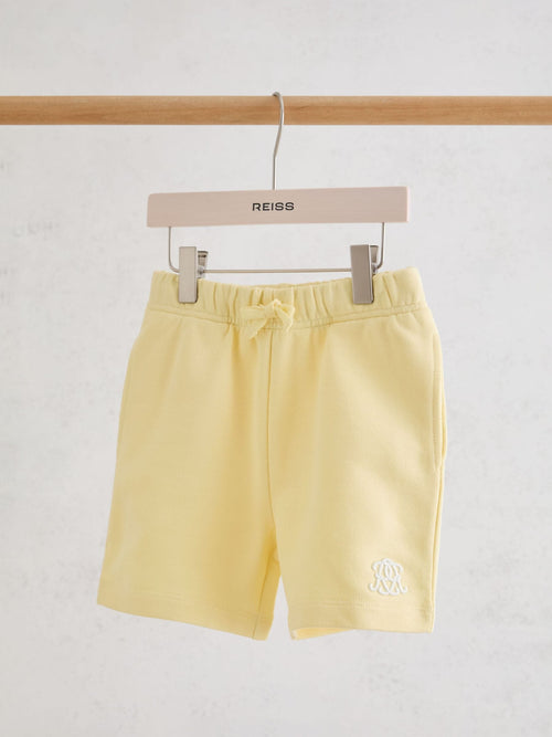 Reiss Yellow Levin 9-13 yrs Monogram Embroidered Cotton Shorts image 1