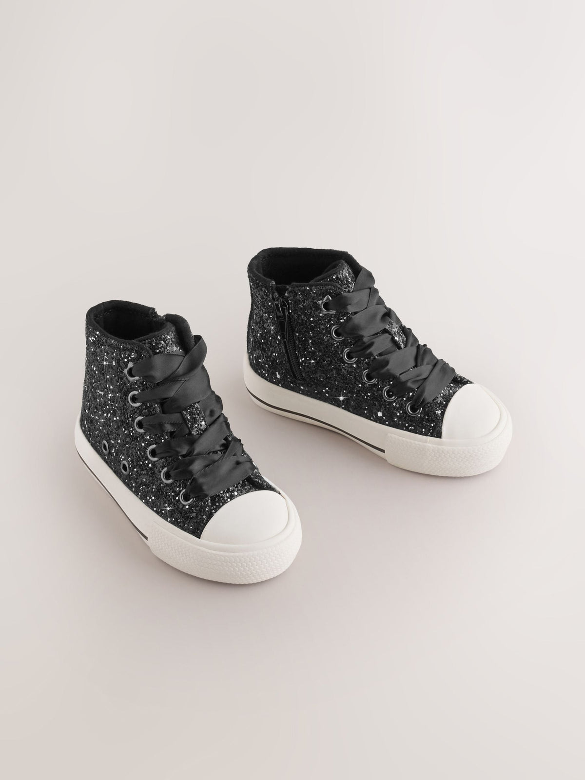 Dsiney Kidz - Black Glitter Standard Fit (F) High Top Trainers image 1
