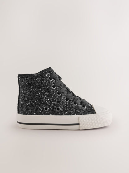 Dsiney Kidz - Black Glitter Standard Fit (F) High Top Trainers image 2