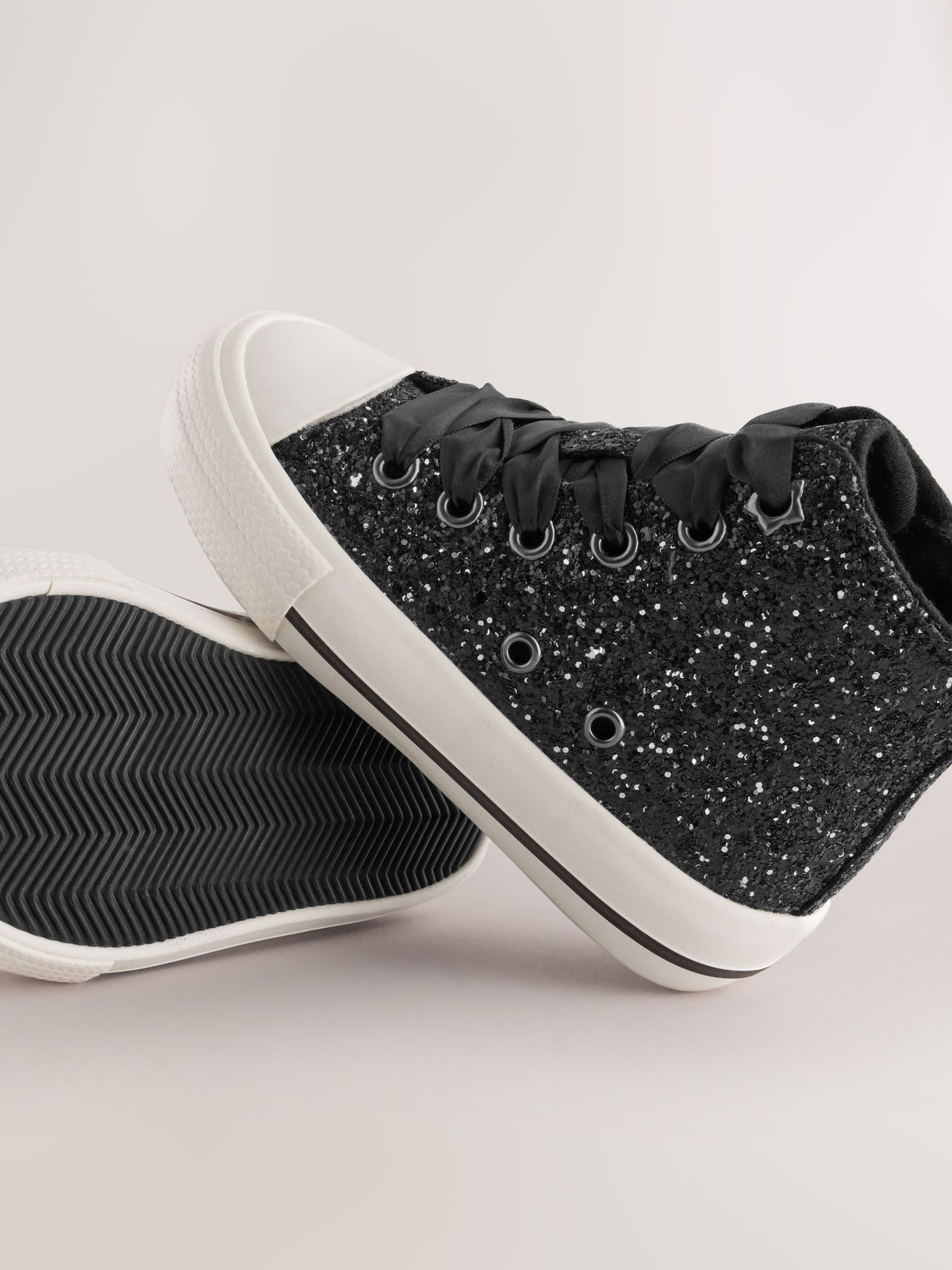 Dsiney Kidz - Black Glitter Standard Fit (F) High Top Trainers image 3