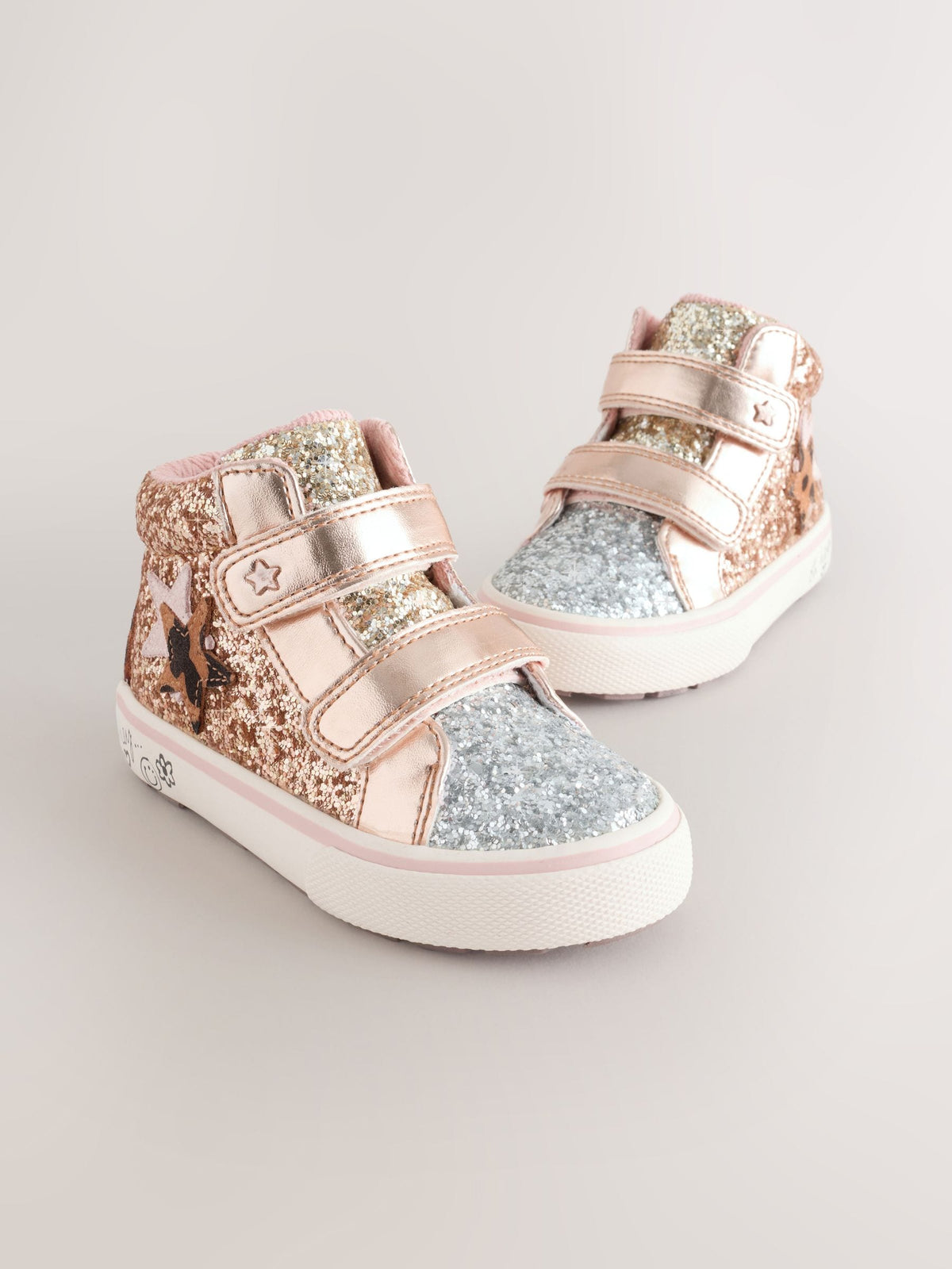 Dsiney Kidz - Gold Glitter Standard Fit (F) Touch Fastening High Top Trainers image 1
