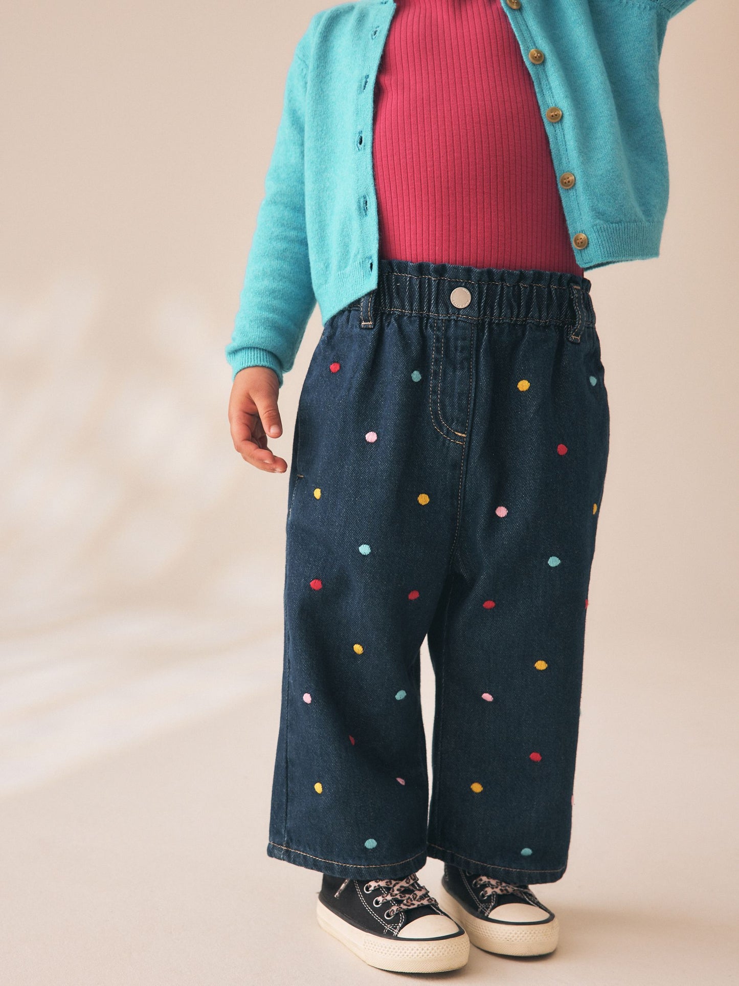 Dsiney Kidz - Embroidered Rainbow Spot Wide Leg Jeans (3mths-7yrs) image 1
