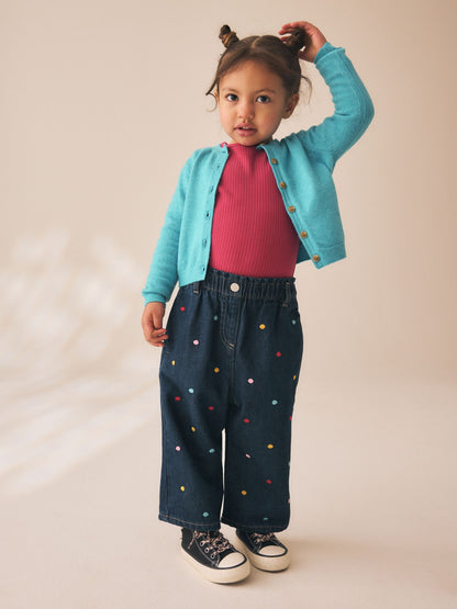 Dsiney Kidz - Embroidered Rainbow Spot Wide Leg Jeans (3mths-7yrs) image 2