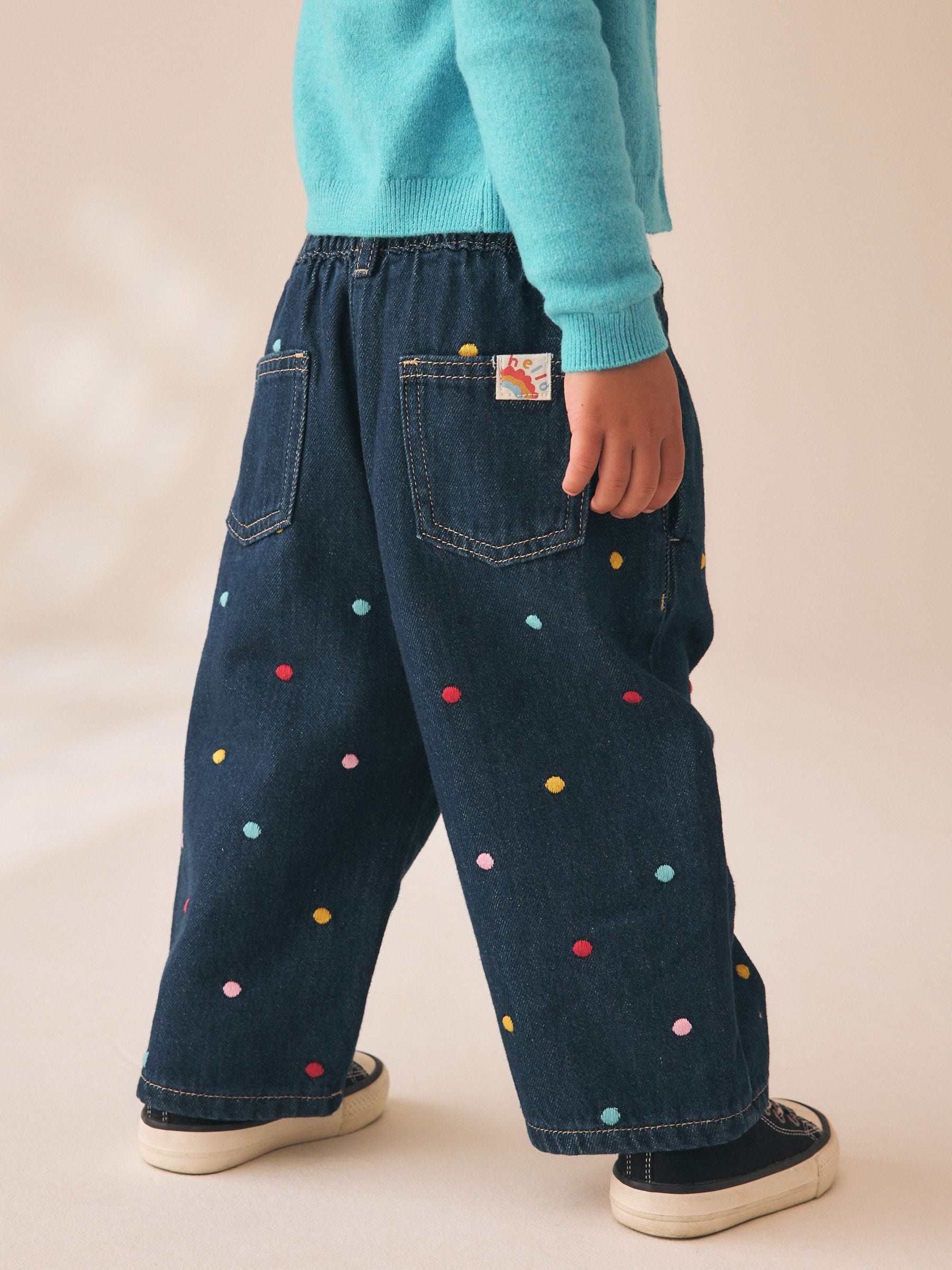Dsiney Kidz - Embroidered Rainbow Spot Wide Leg Jeans (3mths-7yrs) image 3