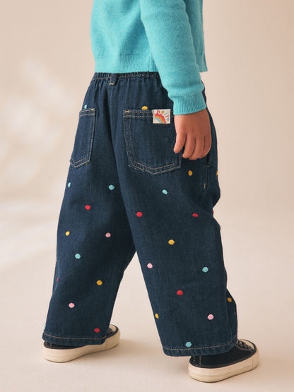 Dsiney Kidz - Embroidered Rainbow Spot Wide Leg Jeans (3mths-7yrs) image 3