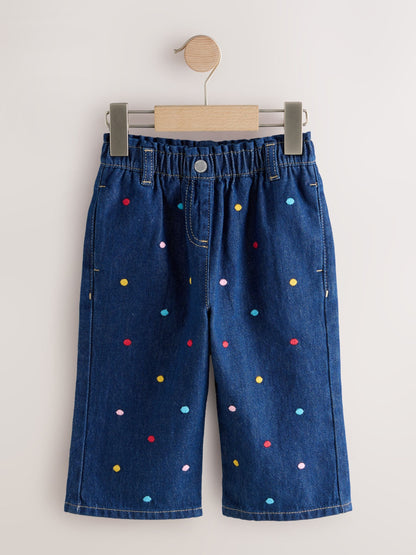 Dsiney Kidz - Embroidered Rainbow Spot Wide Leg Jeans (3mths-7yrs) image 4