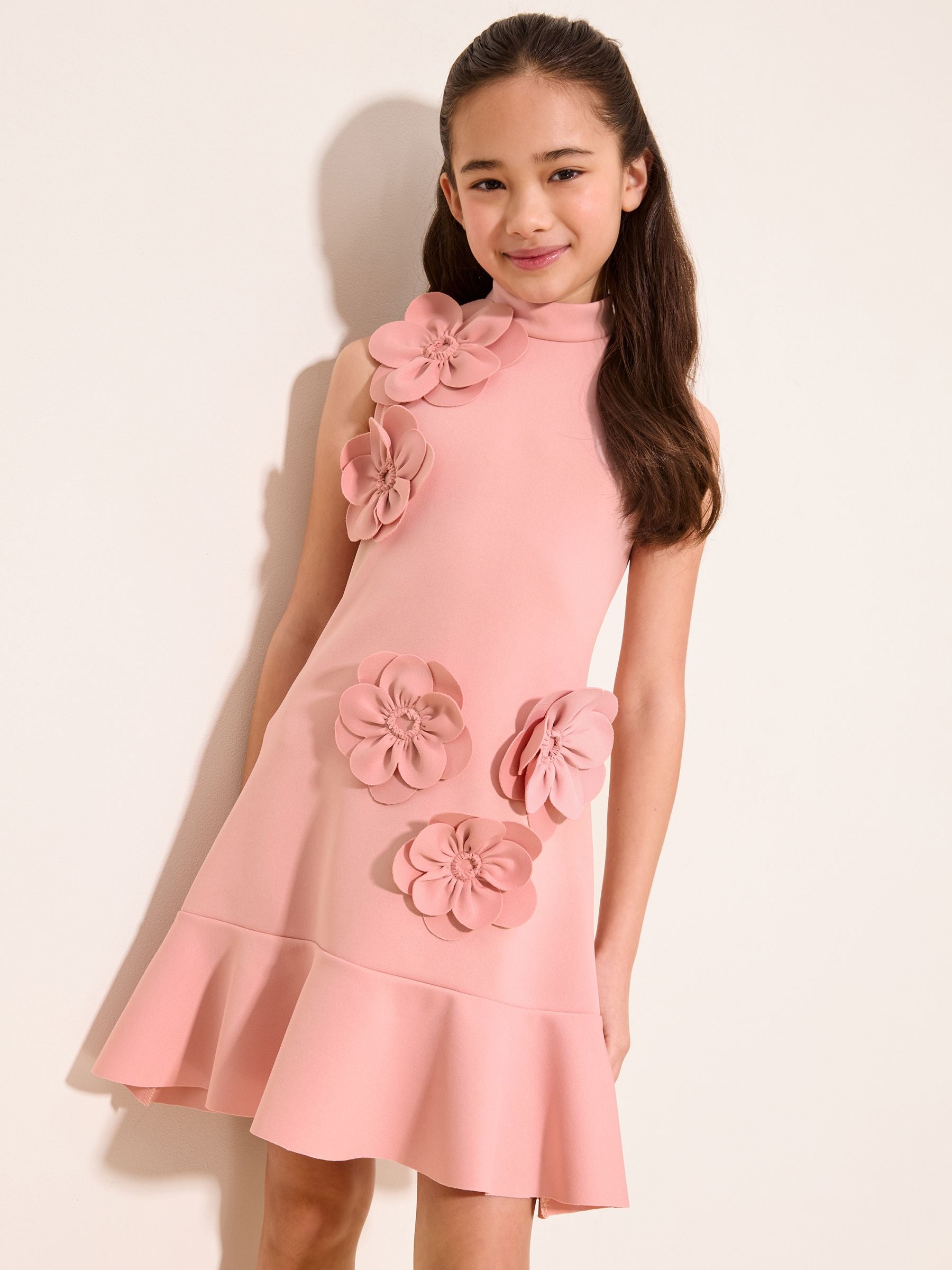 Lipsy Pink Scuba Corsage Dress (5-16yrs) image 1