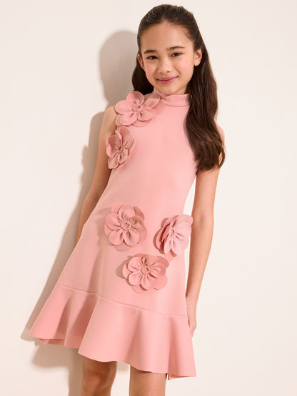 Lipsy Pink Scuba Corsage Dress (5-16yrs) image 1