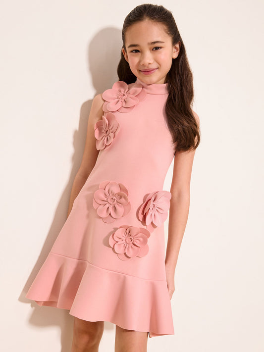 Lipsy Pink Scuba Corsage Dress (5-16yrs) image 1