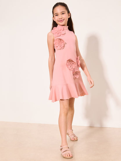 Lipsy Pink Scuba Corsage Dress (5-16yrs) image 4