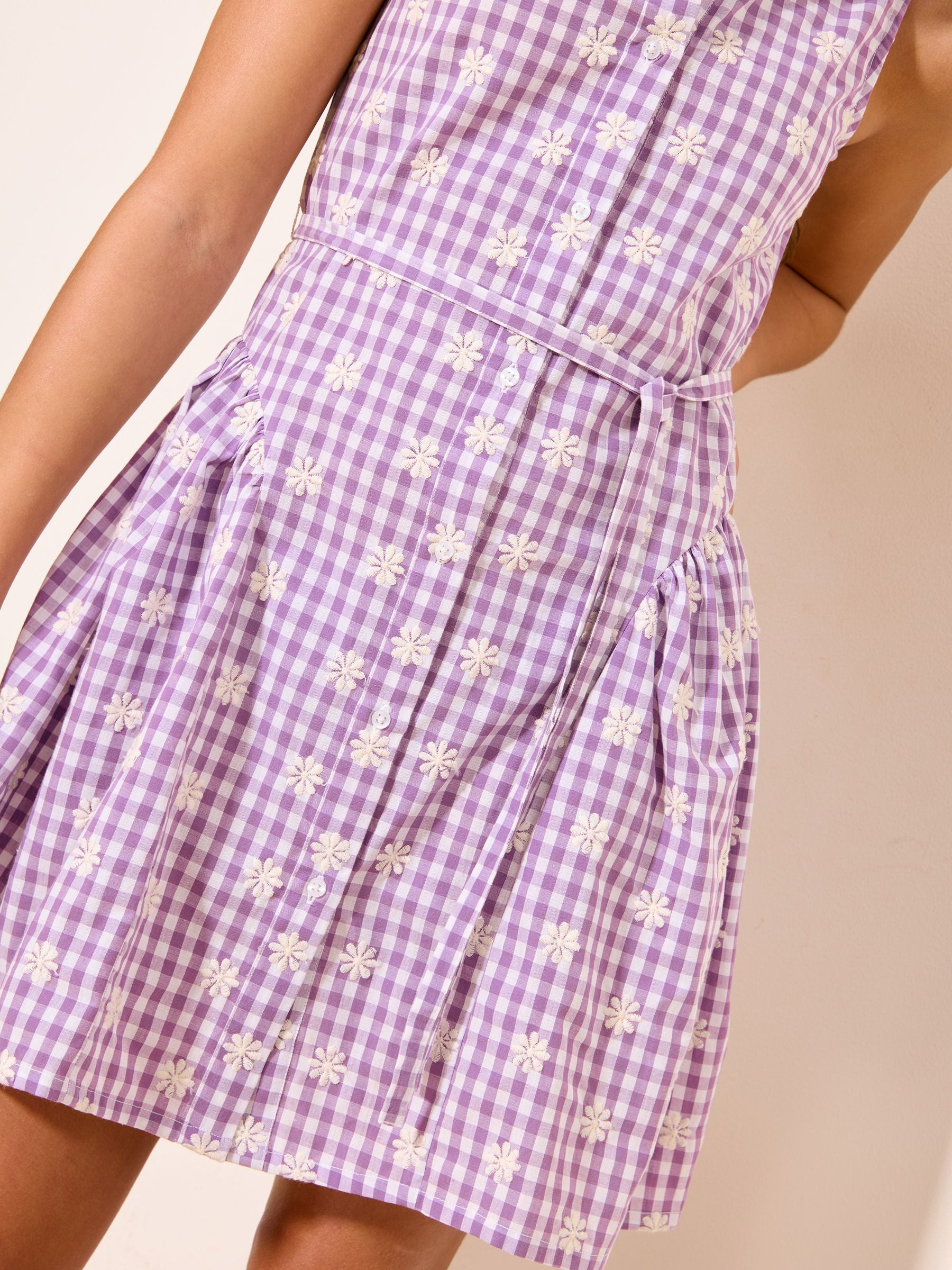Lipsy Purple Gingham Holiday Shirt Dress (5-16yrs) image 2