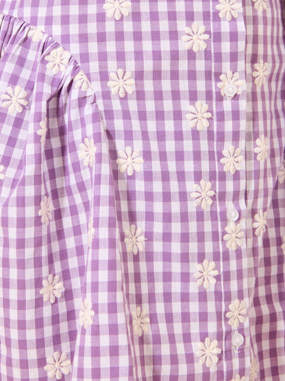 Lipsy Purple Gingham Holiday Shirt Dress (5-16yrs) image 5