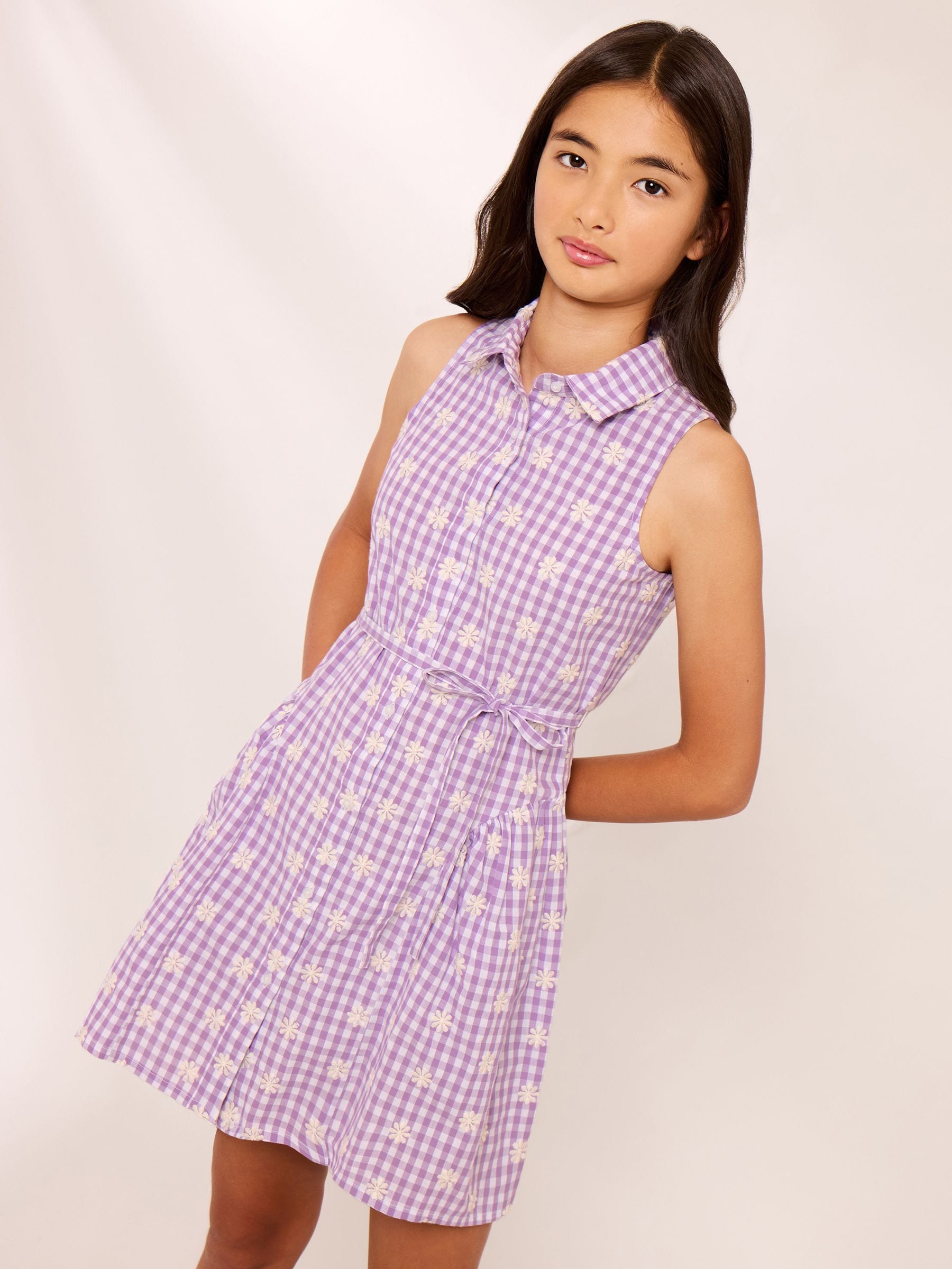 Dsiney Kidz - Lipsy Purple Gingham Shirt Dress (5-16yrs) image 1