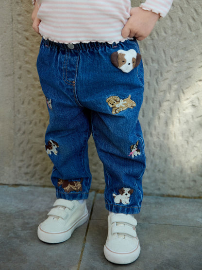 Dsiney Kidz - Dog Embroidered Mom Jeans (3mths-7yrs) image 1