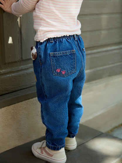 Dsiney Kidz - Dog Embroidered Mom Jeans (3mths-7yrs) image 3