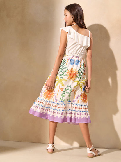 Lipsy White 2-in-1 Tropical Poplin Holiday Shop Dress (5-16yrs) image 5