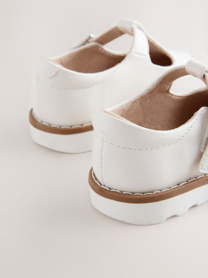 White Standard Fit (F) T-Bar Shoes image 5