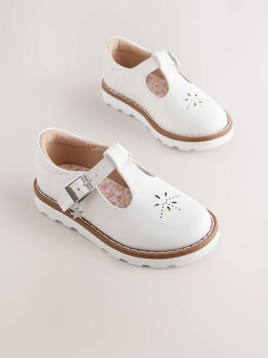 White Wide Fit (G) T-Bar Shoes image 1