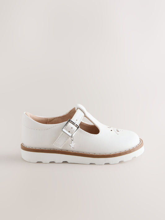 White Wide Fit (G) T-Bar Shoes image 2