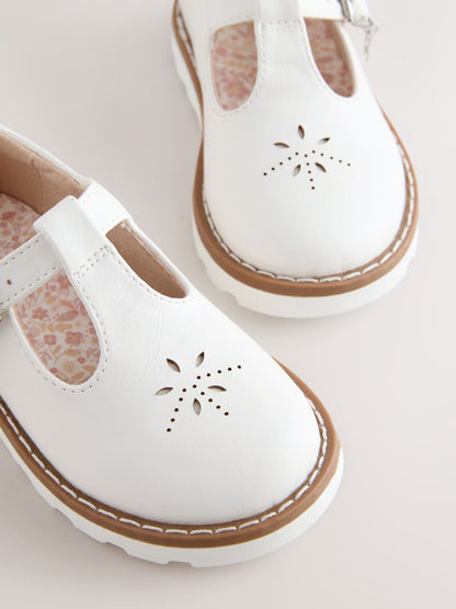 White Wide Fit (G) T-Bar Shoes image 4