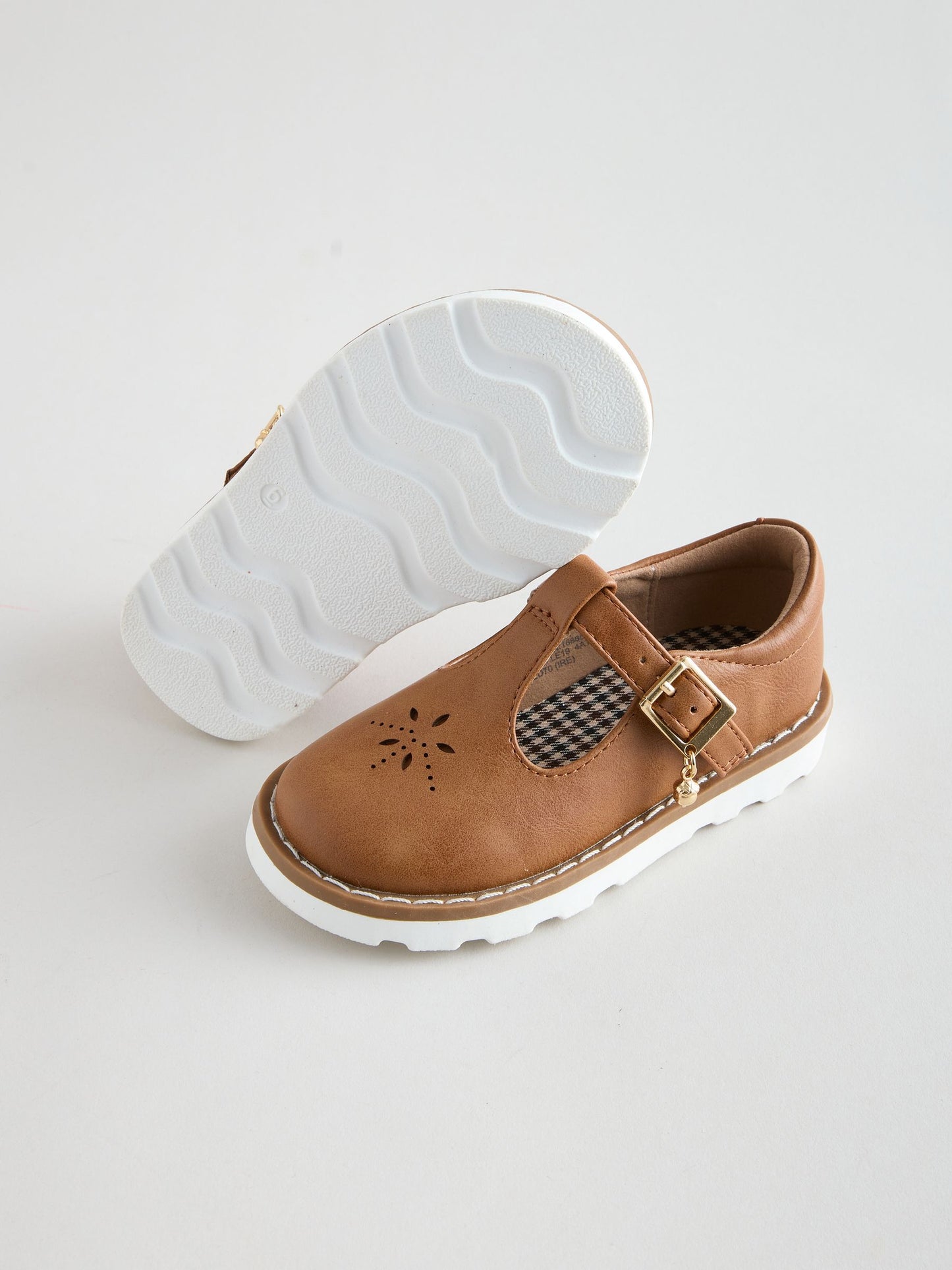 Tan Brown Standard Fit (F) T-Bar Shoes image 3