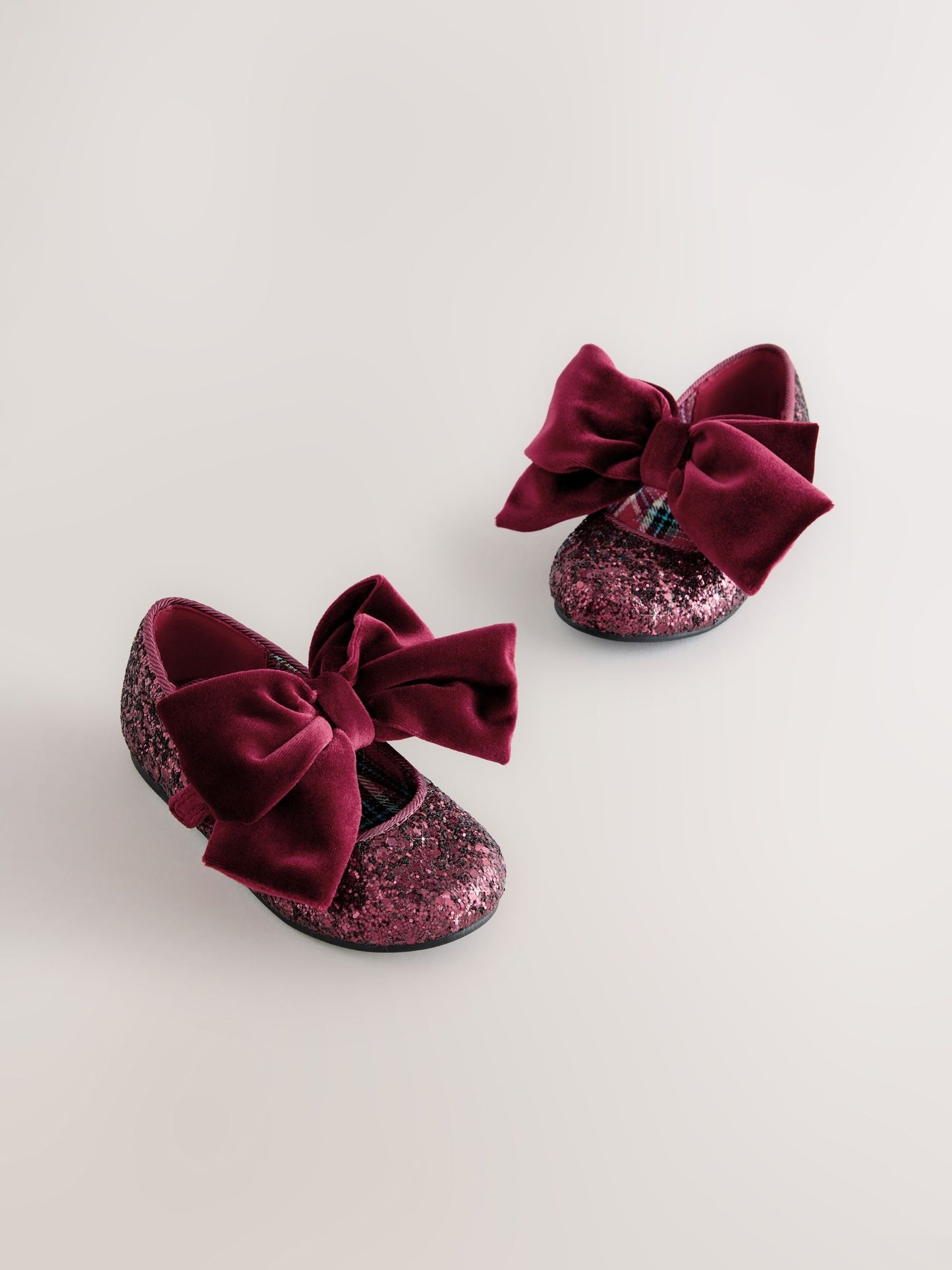 Burgundy Red Glitter Big Bow Mary Jane Shoes image 1