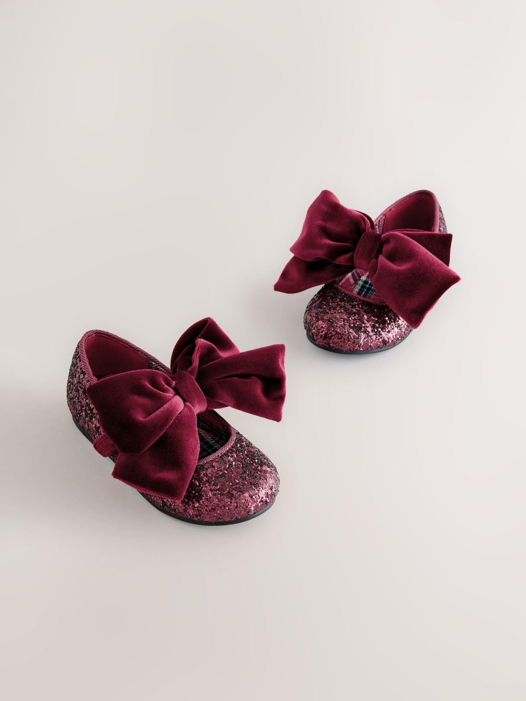 Burgundy Red Glitter Big Bow Mary Jane Shoes image 1