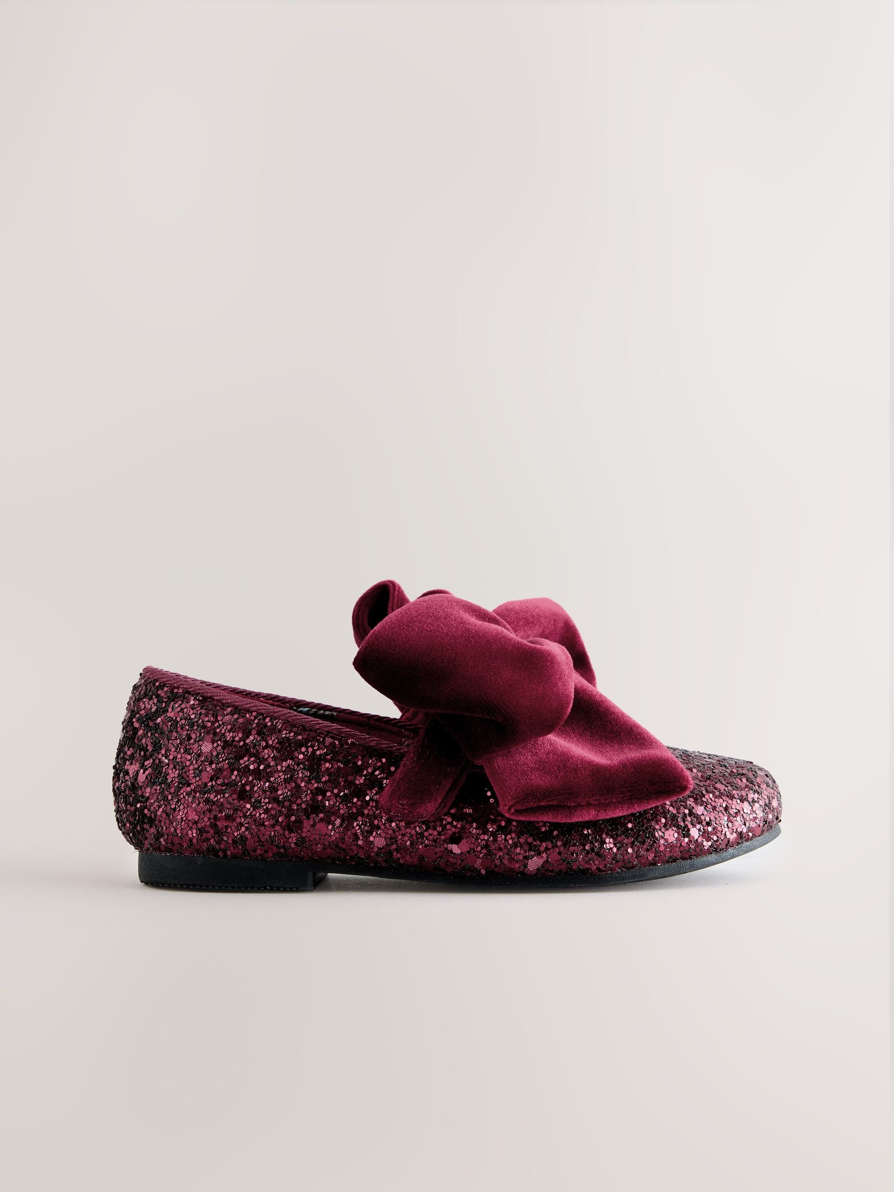Burgundy Red Glitter Big Bow Mary Jane Shoes image 2