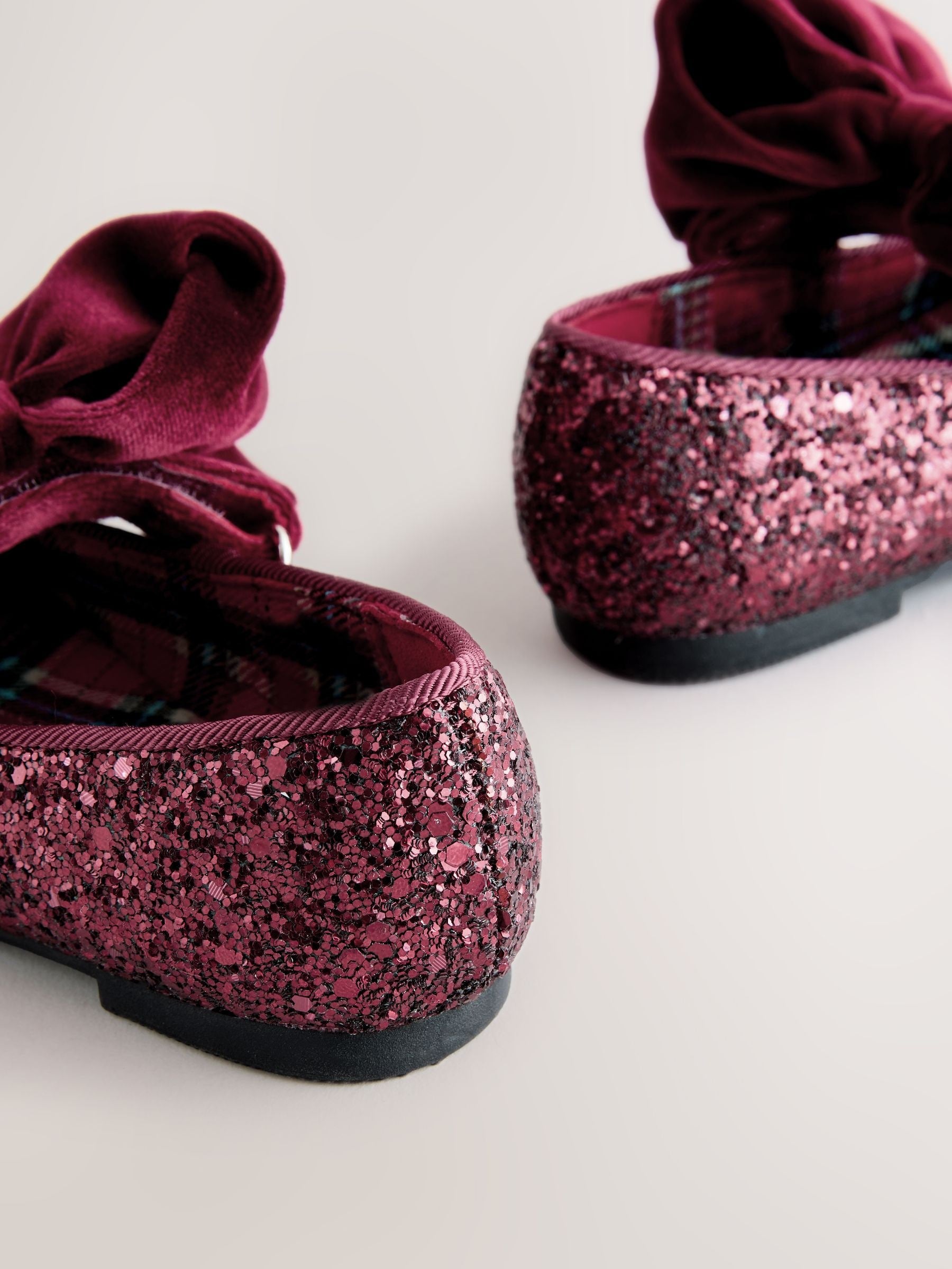 Burgundy Red Glitter Big Bow Mary Jane Shoes image 4