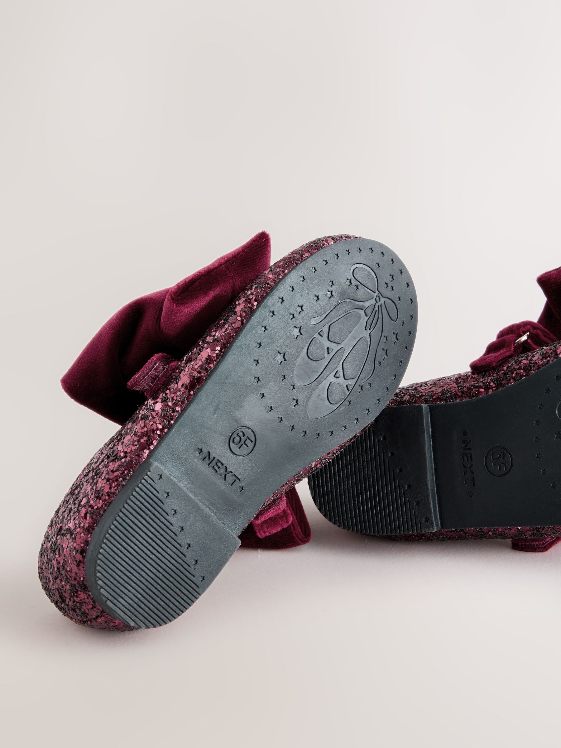 Burgundy Red Glitter Big Bow Mary Jane Shoes image 5