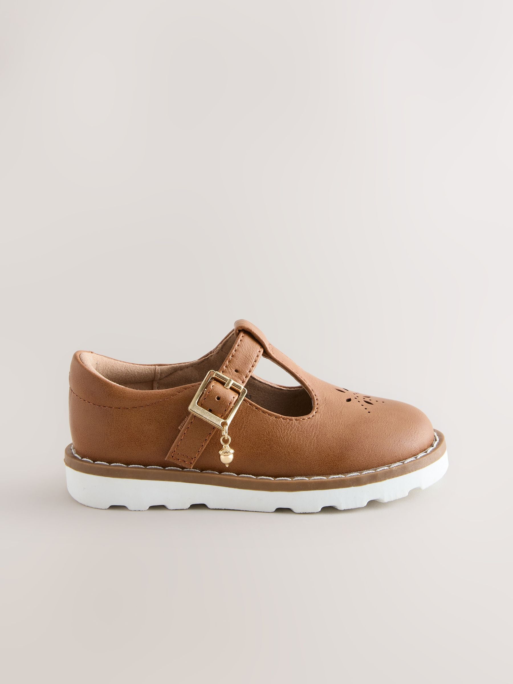 Tan Brown Wide Fit (G) T-Bar Shoes image 2