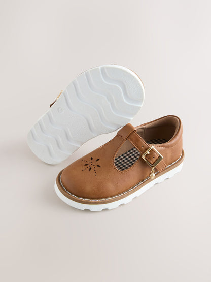 Tan Brown Wide Fit (G) T-Bar Shoes image 3